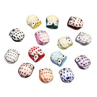 Tofficu 10pcs Round Beads Owl Glass Beads Loose Beads Bulk Vintage Owl Pendant Beads in Bulk Ceramic