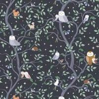 Owl You Need is Love Charcoal Cotton Fabric 1 Yard