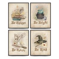 PLKMN Vintage Magic Art Prints 8x10,Magic Book Owl Envelope Wall Art,Be Kind Wall Poster Picture,Mag