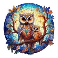 KAAYEE Wooden Jigsaw Puzzle, Parent Child Owl Puzzle, 13 * 13.38 Inches, 300 Pieces, Unique Animal S