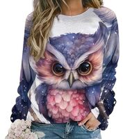MARSVOVO Women's Cute Owl Sweatshirt Jungle Print Outfits for Women Vintage Fashion Long Sleeve