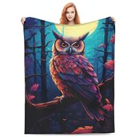 amepay Owl Blanket for Adults Kids Gifts for Owl Moon Lovers Flannel Throw Blankets Soft Comfy Light
