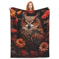 amepay Owl Blanket for Adults Kids Gifts for Owl Flowers Lovers Flannel Throw Blankets Soft Comfy Li