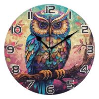 UMIRIKO Clock Mandala Owl Colorful Flower Wall Clock Bathroom Silent Non Ticking Home Office School 