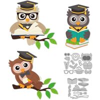DELORIGIN 3 Styles Graduation Hat Owl Cutting Dies 2024 Graduation Season Card Making Die Cut Carbon