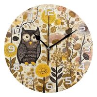 YETTASBIN Flower Owl Wall Clock, Silent Non Ticking Battery Operated Creative Decorative Round Clock