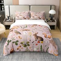 Erosebridal Lovely Rabbit Bedding Set 100% Cotton Cartoon Mushroom Duvet Cover Full Size Cute Owl An