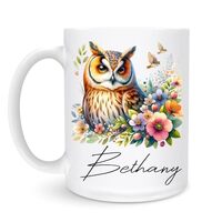WANDORIA Enchanting Owl Coffee Mug, Customized Nocturnal Bird Cup with Name, Owl Admirer Gift, Fores