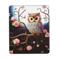 Cute Owl Tree Flowers and Squirrel Print Mouse Pad Gaming Mouse Mat with Non-Slip Rubber Base Square