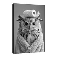 Black and White Owl Canvas Wall Art Funny Animals Art Bathroom Owl Pictures on Canvas Wall Art for O