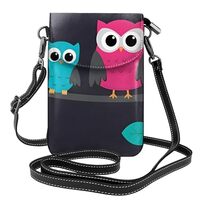 YYHHAOFA Women Small Cell Phone Purse Cute Owls Pattern Soft, Durable and Waterproof PU Leather Conv