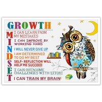 TYOHU Adorable Owl Growth Mindset I Can Train My Brain Poster Affirmations Inspirational Quotes Prin