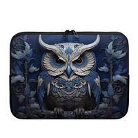 TSOVTHRID Blue Owl Flower Art Design Computer Cases Notebook Cover Lap Top Carrying Case Bag for 10-