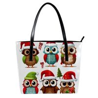 Purses for Women,Tote Bag Aesthetic,Women's Tote Handbags,Cartoon Christmas Themed Owls