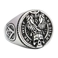 ZMY Home Owl & Skull Signet Ring - Masonic Design Statement Stainless Steel Jewelry (12)