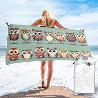 PULaif Cartoon Owls Cute Quick Drying Bath Towel,Microfibre Soft Large Bath Towel,Highly Absorbent D