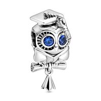 MSPOVOF Wise Owl Graduation Charms Bead for Bracelets and Necklaces 925 Sterling Silver Women's