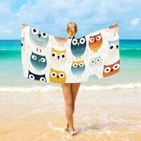Colored Owls Beach Towel 31 x 71 Inches, Super Absorbent Bath Towel Quick Dry Lightweight Towel for 