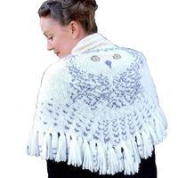 TRASKA Owl Scarf/shawl, Owl Versatile Knit Scarf, White Reversible Print, Warm Fashion, Party, Hallo