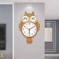 MENALGNDI Pendulum Owl Wall Clock, Cute Owl Wall Decor with Swinging Tail, Decor for Home, Classroom