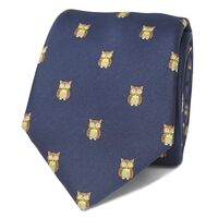 MENDEPOT Men Bird Pattern Tie Blue Jay Necktie Owl Tie Father's Day Birthday Gift Tie (Owl)