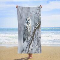 LNDDYTP Modern Winter Forest Owl Beach Towels Oversized Lightweight Soft,Rustic Jungle Wildlife Owl 