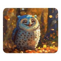 Print Mouse Pad | Happy owl | Bird | Rectangular Style Anti-Slip Rubber Mousepad | Gaming | Office |
