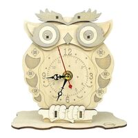 FLADO Practical Scientific Puzzle 3D Puzzle Wooden Owl Desktop Clock Creative Small Ornaments for Ki
