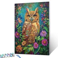 Tucocoo Brown Owl Paint by Numbers Kits 16x20 inch Canvas DIY Oil Painting for Adults with Brushes a