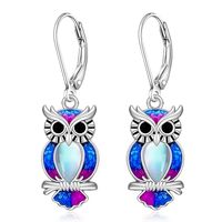 Owl Earrings for Women Sterling Silver Moonstone Owl Dangle Earrings Leverback Family Tree Jewelry G