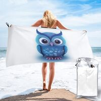 OPSREY Blue owl(1 Printed Quick Dry Bath Towel Microfiber Towel with Travel Bag