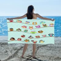 GeMeFv Cute Owls Beach Towel Oversized 31x61 Microfiber Sand Free Beach Towel Quick Dry, Cartoon Pat