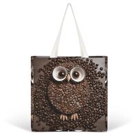 NHYDSPQ Full Printed Canvas Handbag, Coffee Bean Owl Tote Bag for Women,Shoulder Purses And Handbags