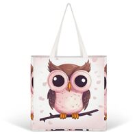 NHYDSPQ Full Printed Canvas Handbag, Cute Owl Tote Bag for Women,Shoulder Purses And Handbags with P