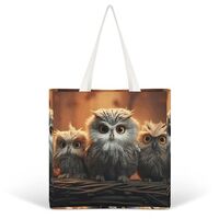 NHYDSPQ Full Printed Canvas Handbag, Cute Owl Tote Bag for Women,Shoulder Purses And Handbags with P