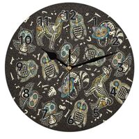 XMNYGJ Halloween Ethnic Tribal Owls Cats Wall Clock 10 Inch Silent Non Ticking Battery Operated Easy
