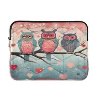 Colorful Hearts Owls Laptop Sleeve Case Cover Bag 13 14 Inch for Women Men Protective Computer Cases