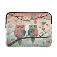 Colorful Owls Hearts Laptop Sleeve Case Cover Bag 13 14 Inch for Women Men Protective Computer Cases