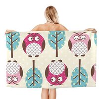 LIICHEES Owl and Tree Seamless Pattern Bath Towels 32 X 52 Inches Durable Soft Highly Absorbent Quic