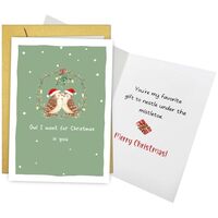 Nchigedy Owl Christmas Card for Husband Wife, Cute Christmas Card for Boyfriend Girlfriend, Funny Xm