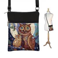 Moon Owl Cross Body Purse fits iPhone 12 Pro Max  Small Crossbody Bags for Women  Fabric Handbags  T