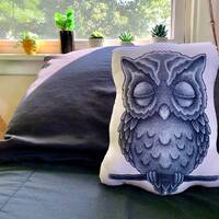 Sleeping Owl Throw Pillow, Cute Owl Decor, Decorative Halloween Pillow, Autumn Gift