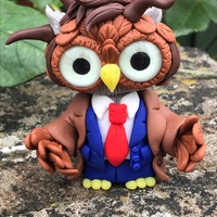 10th  Doctor Whoooo inspired Polymer clay owl figure by Ludicris “David Tennant " By Ludi