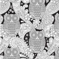 OWLS ~ COLOR ME ~ Michael Miller ~ Black & White ~ Owl and Paisley Print ~ By-the-Yard