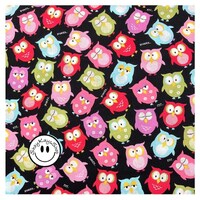 Precut 1/4 Quarter Yard Hoot Owls Fabric, Fun Colorful Novelty Animal Print 100% Cotton Fabric, Sewi