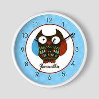 Owl Nursery Wall Clock / Tree Tops Owl Clock / Forest Woodland Owls Wall Clocks - Black or White fra