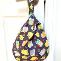 Special offer, Japanese Knot Bag, Knot wrist bag, cute Owl print bag for teen girl, Gift for her, si