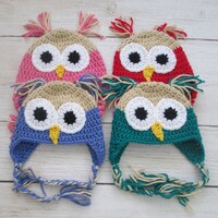 Owl Hat Baby Size 6-12 Months Owl Earflap Hat Animal Hat for Baby Fall Winter Beanie Made in Canada 