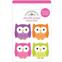 Doodlebug Happy Owl-O-Ween Doodle-Pops Cardstock Stickers, Dimensional Kawaii Owls, Halloween Scrapb