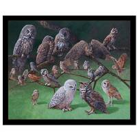 Realistic Owls Fabric Panel, Elizabeth Studio Owls of North America, Owl Quilt Fabric Panel, One Pan
